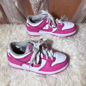 Nike Dunk Low Kids Pink and White Sneakers